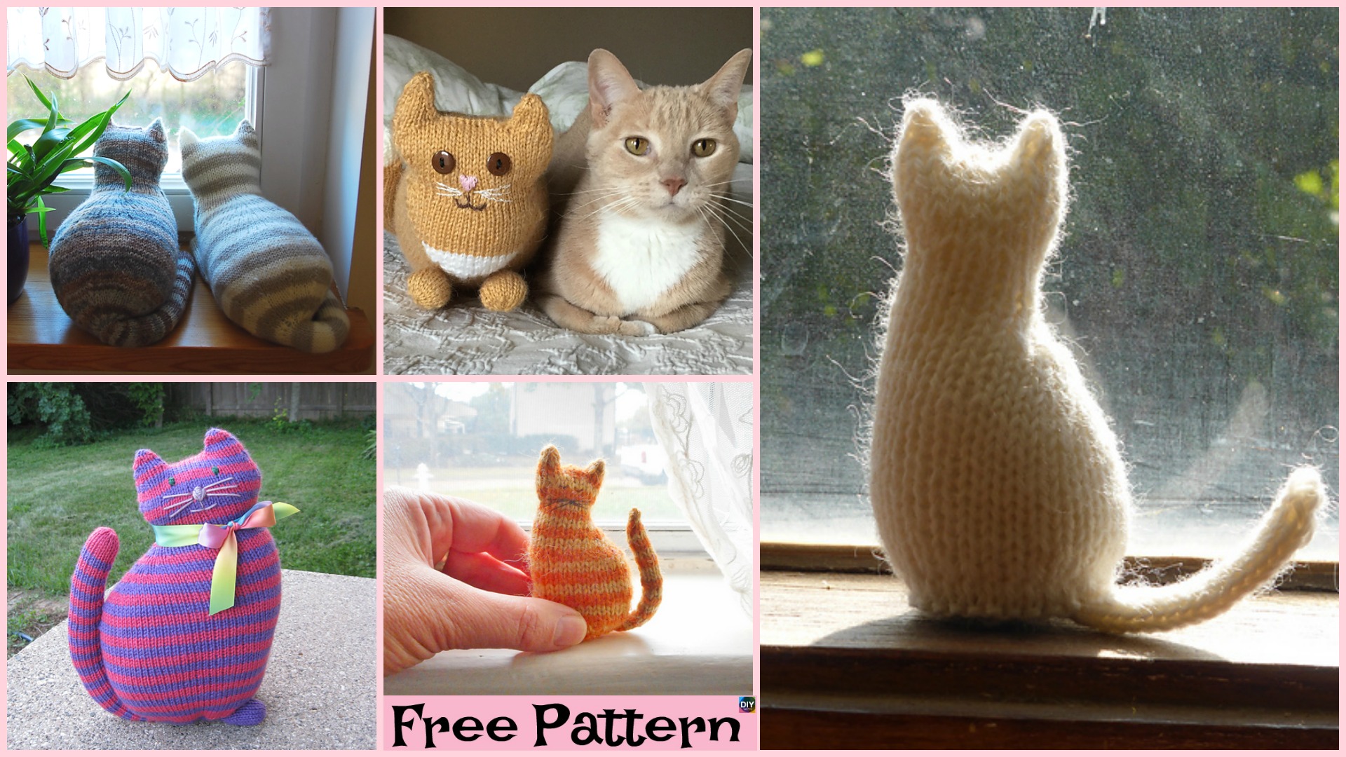 Super Cute Knit Window Cat – Free Patterns