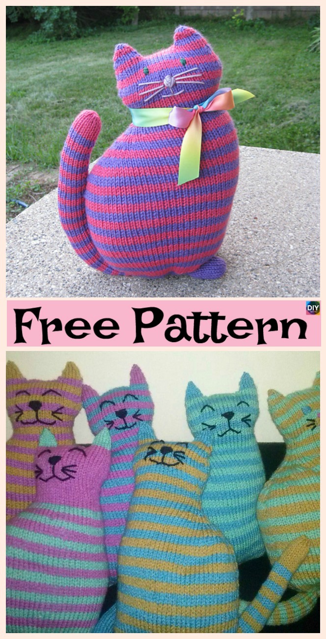 diy4ever-Cute Knit Window Cat - Free Patterns