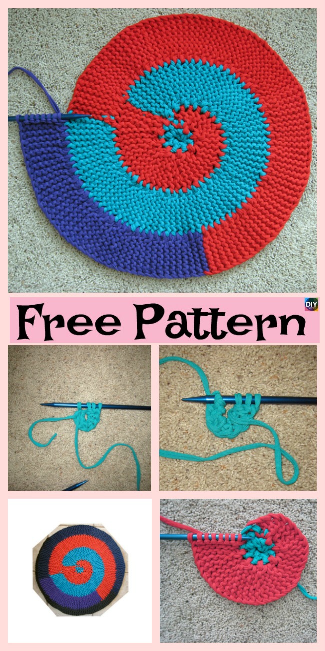 diy4ever- Knit Spiral Rag Rug - Free Pattern