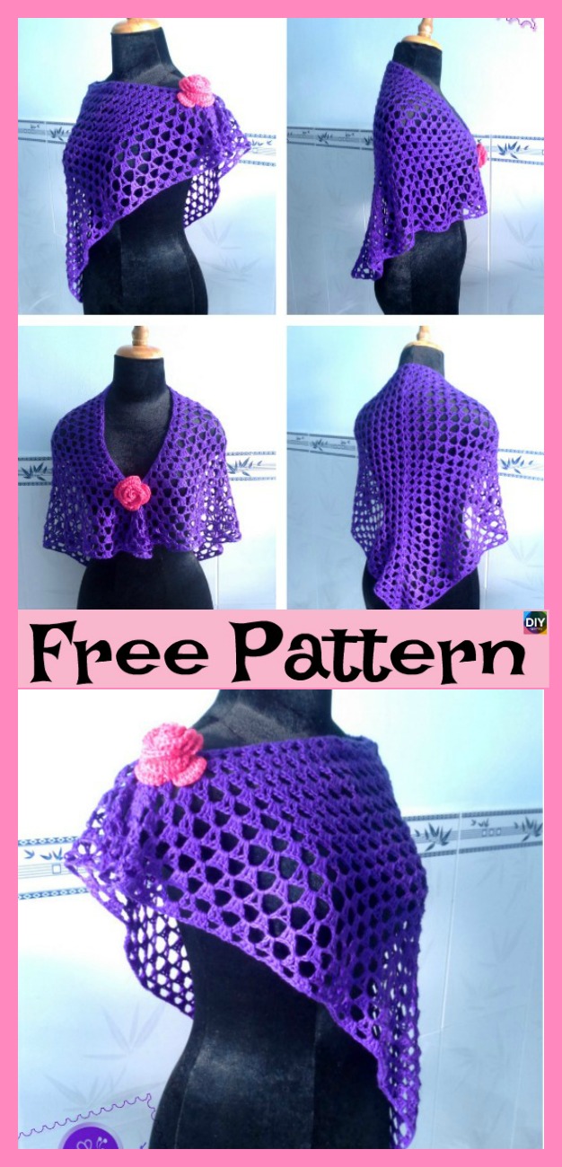 diy4ever-Pretty Crochet Purple Shawl - Free Pattern