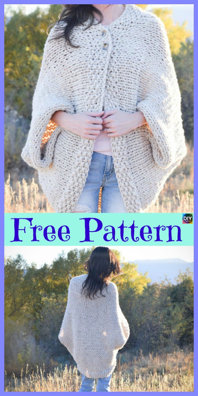 diy4ever-10 Beautiful Knit Blanket Sweater Free Patterns