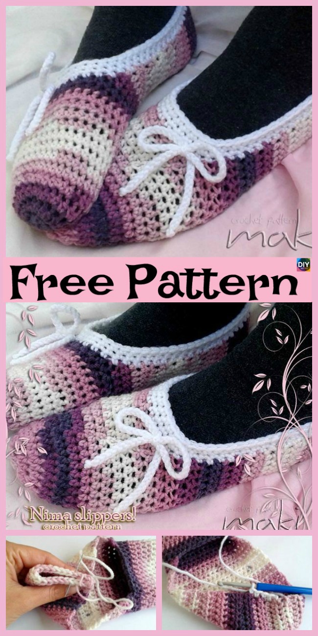 diy4ever-Cozy Crochet NIMA Slippers - Free Pattern