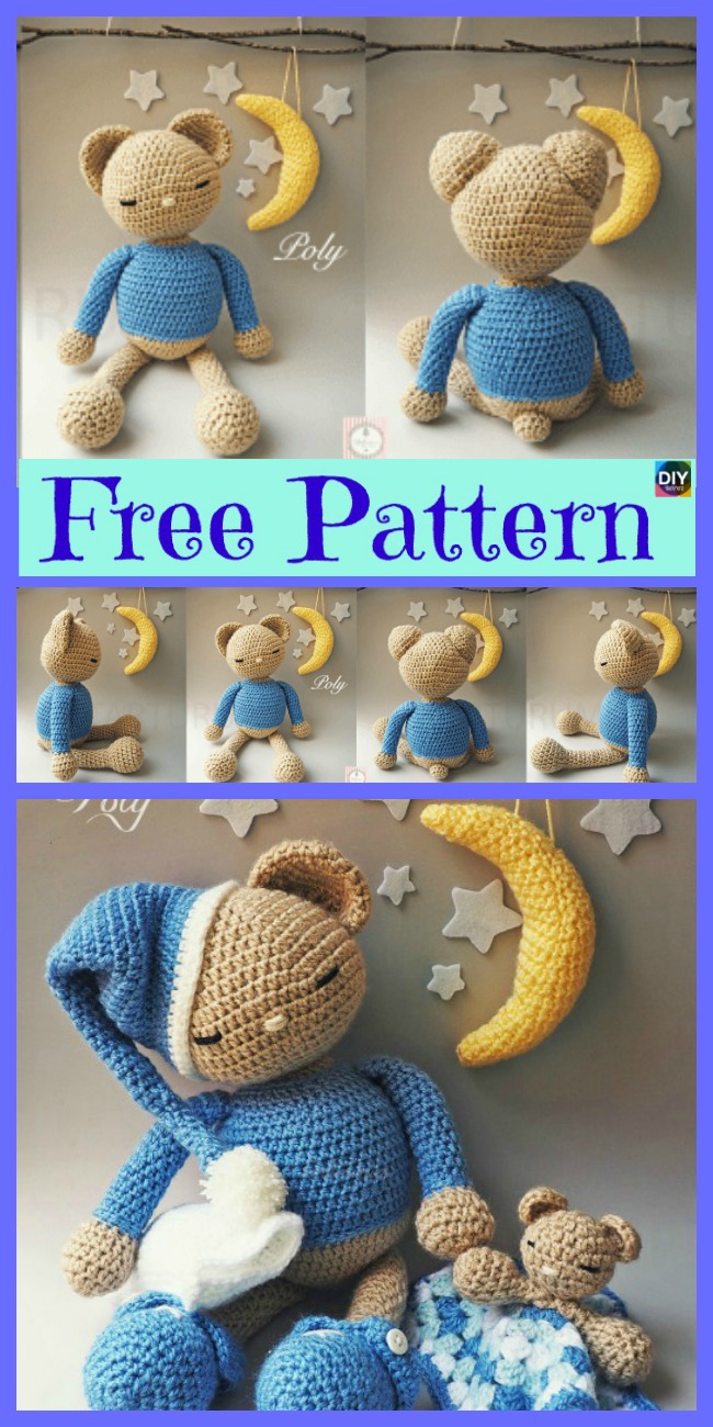diy4ever-Crochet Amigurumi Teddy Bear Poly - Free Pattern