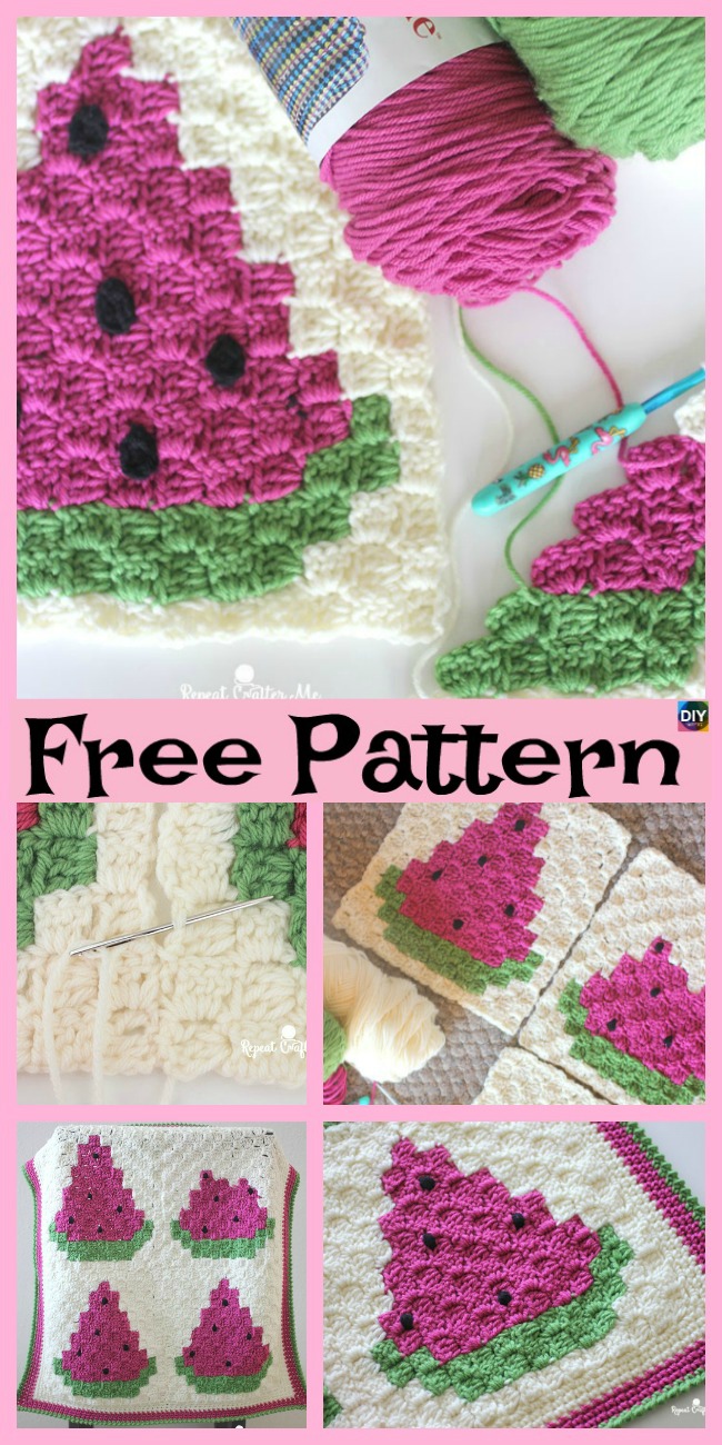 diy4ever -Crochet Watermelon Blanket - Free Pattern  
