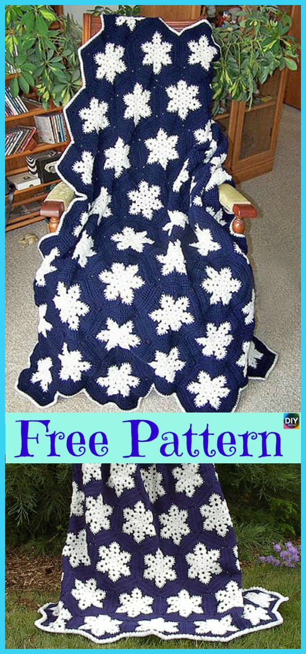 diy4ever- Crochet Snowflake Afghan - Free Pattern