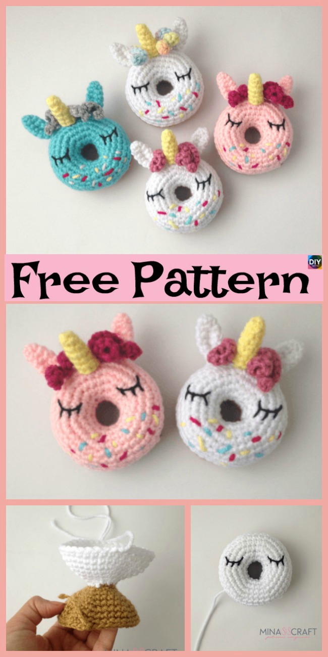 diy4ever-Crochet Unicorn Donut Amigurumi - Free Pattern P