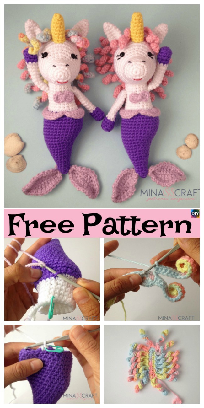 diy4ever- Crochet Unicorn Mermaid Amigurumi - Free Pattern