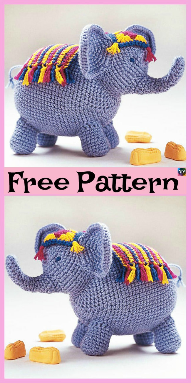 diy4ever-10 Crochet & Knit Amigurumi Elephant Free Patterns 