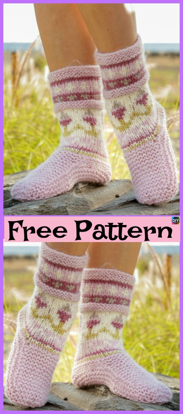 diy4ever-10 Knitted Cozy Slippers Free Patterns 