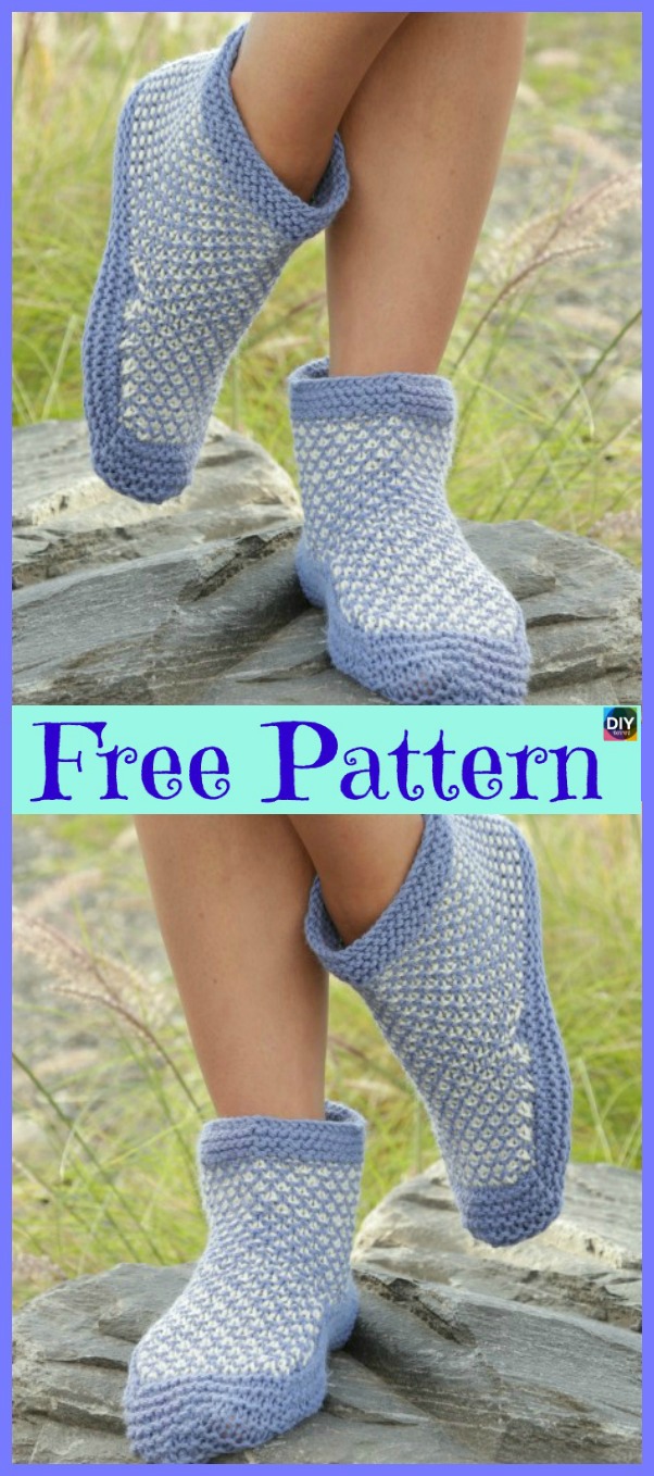 diy4ever-10 Knitted Cozy Slippers Free Patterns 