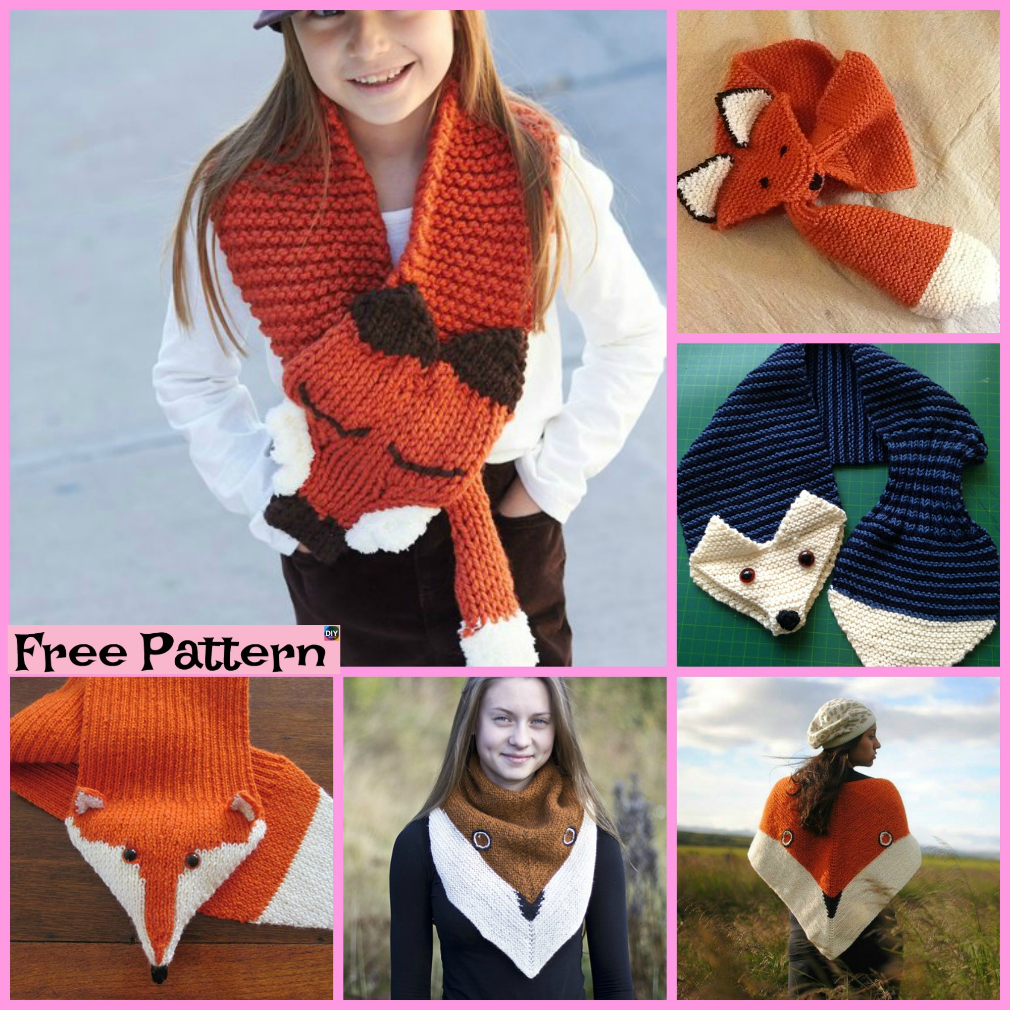 diy4ever-5 Cutest Knitting Fox Scarf Free Patterns 