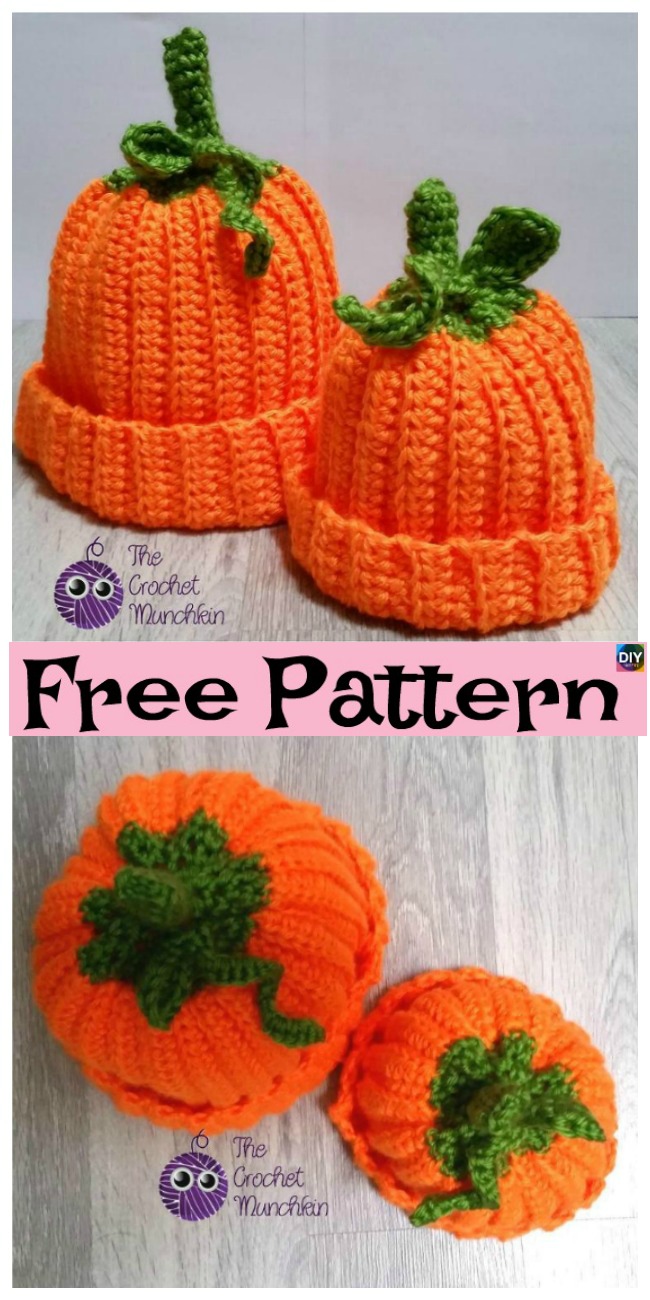 diy4ever-8 Cutest Crochet Pumpkin Hat Free Patterns