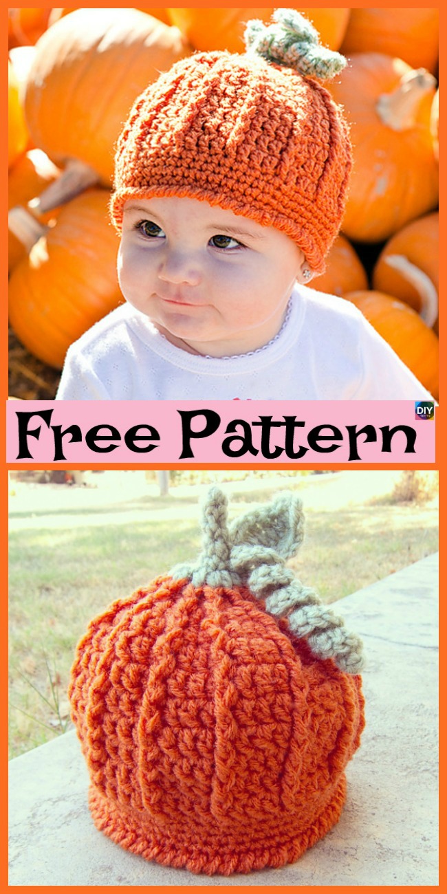 diy4ever-8 Cutest Crochet Pumpkin Hat Free Patterns