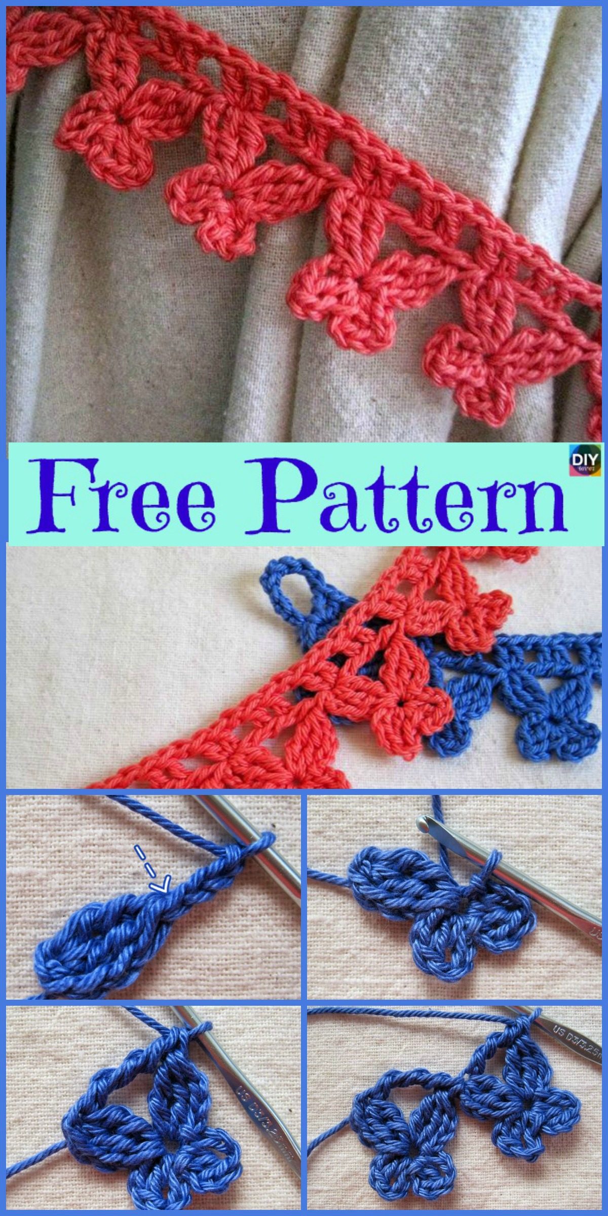 diy4ever-Crochet Butterfly Ties - Free Patterns