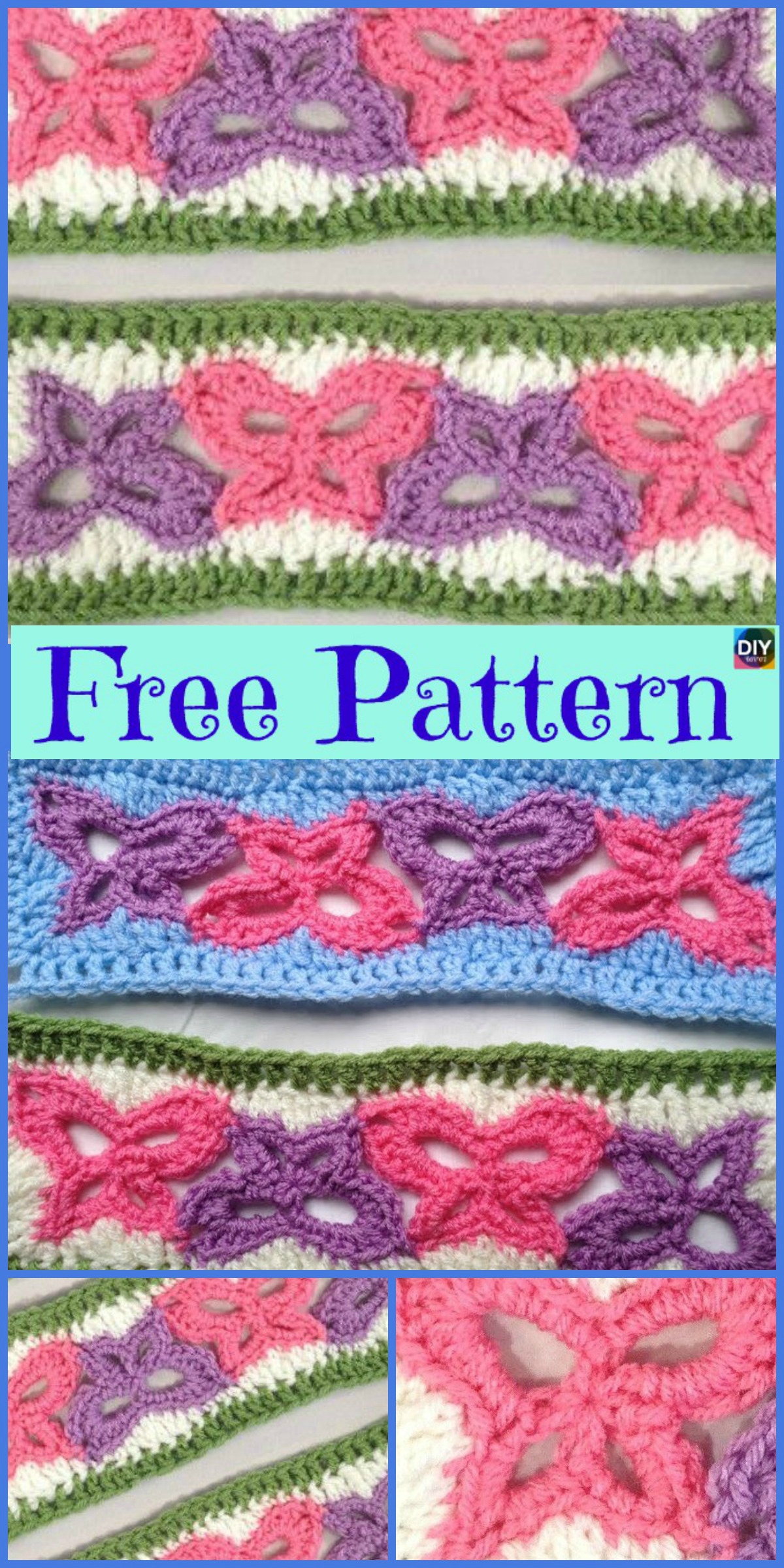 diy4ever-Crochet Butterfly Ties - Free Patterns