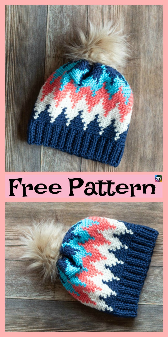 diy4ever-Crochet Chevron Hat – Free Patterns  