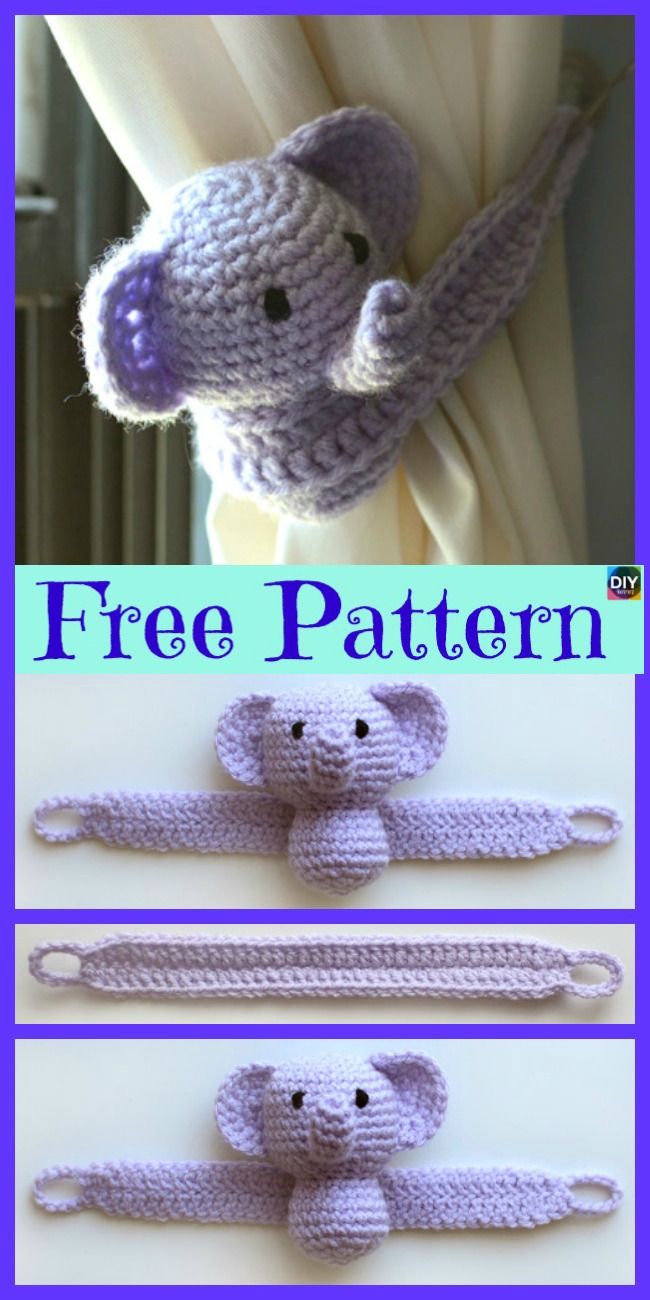 diy4ever-Crochet Curtain Hugging elephant - Free Pattern
