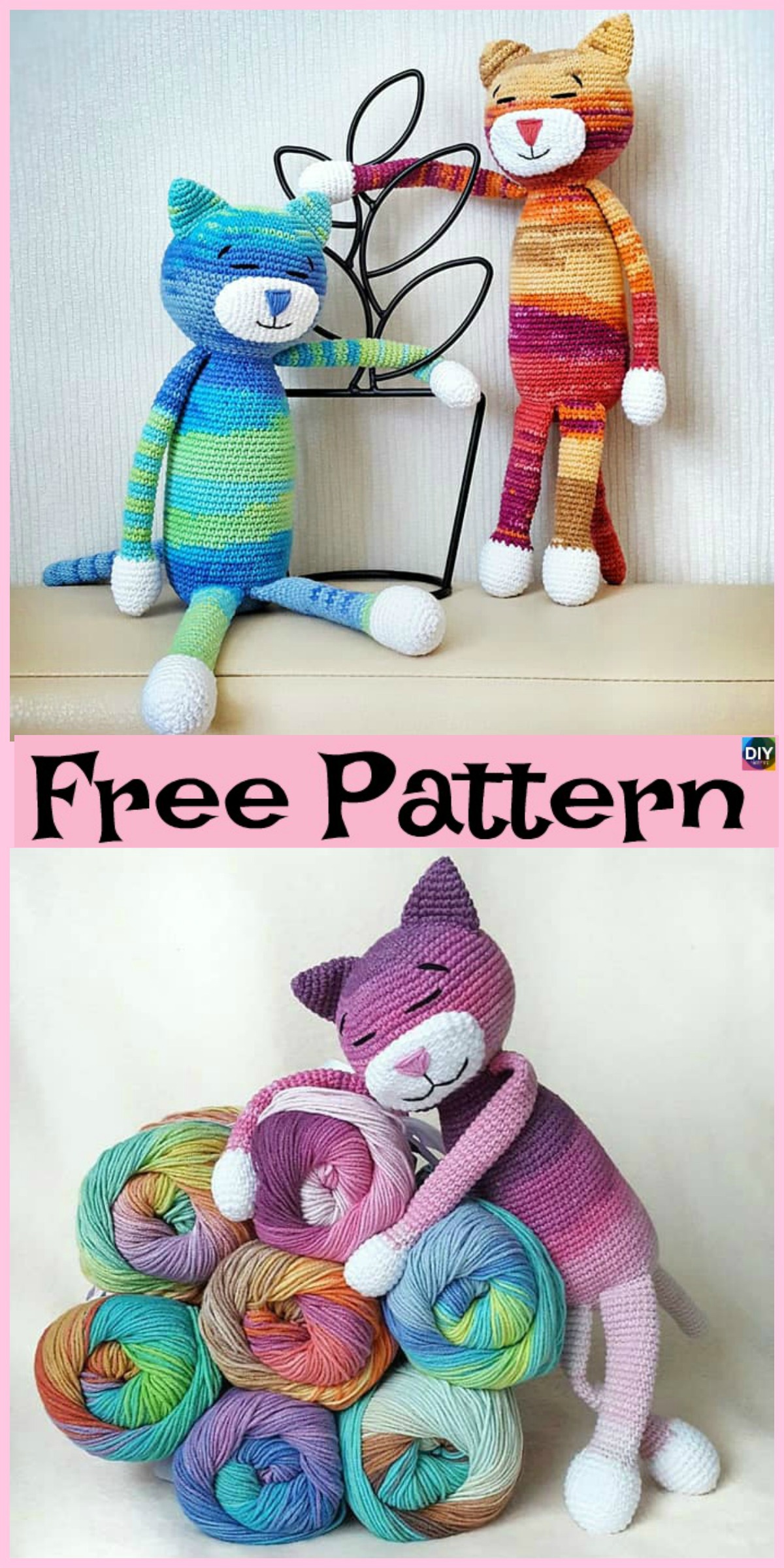 diy4ever-Crochet Large Ami Cat- Free Pattern