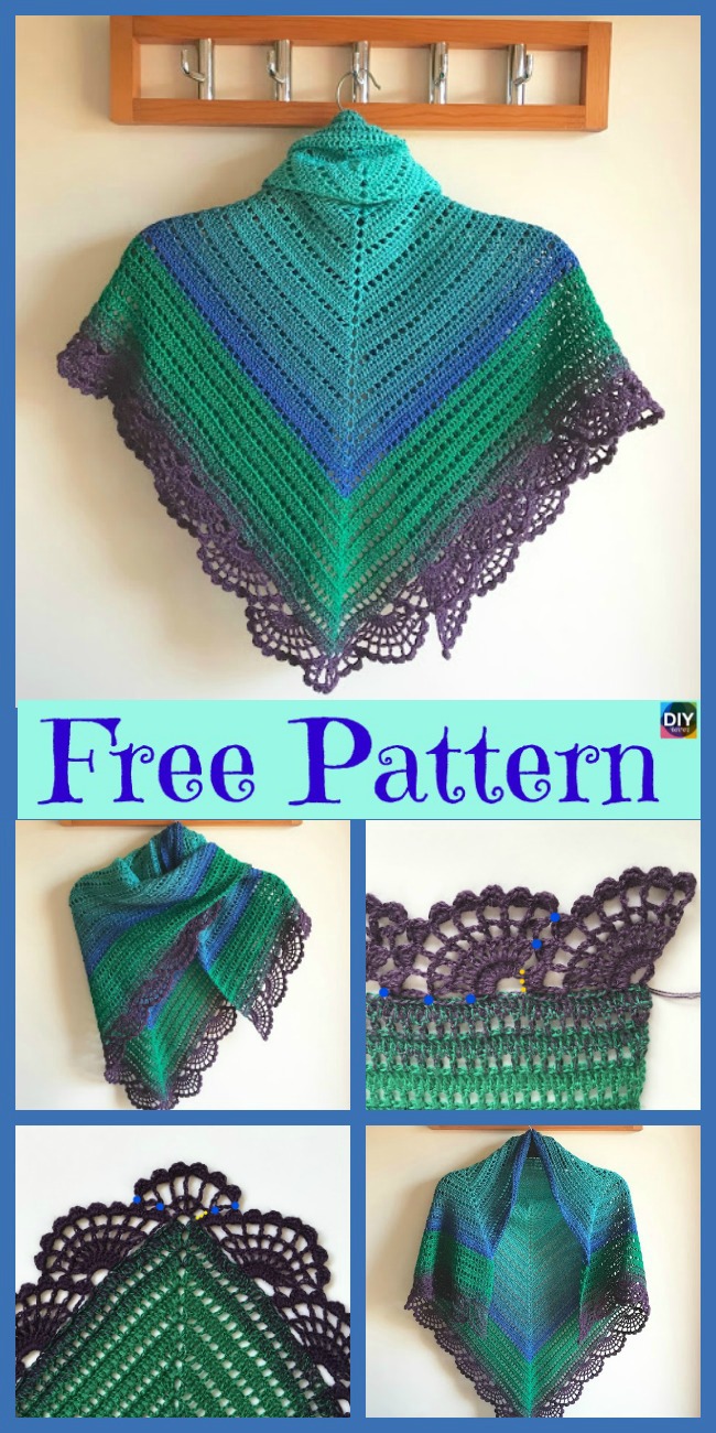 diy4ever- Crochet Peafowl Feathers Shawl - Free Pattern