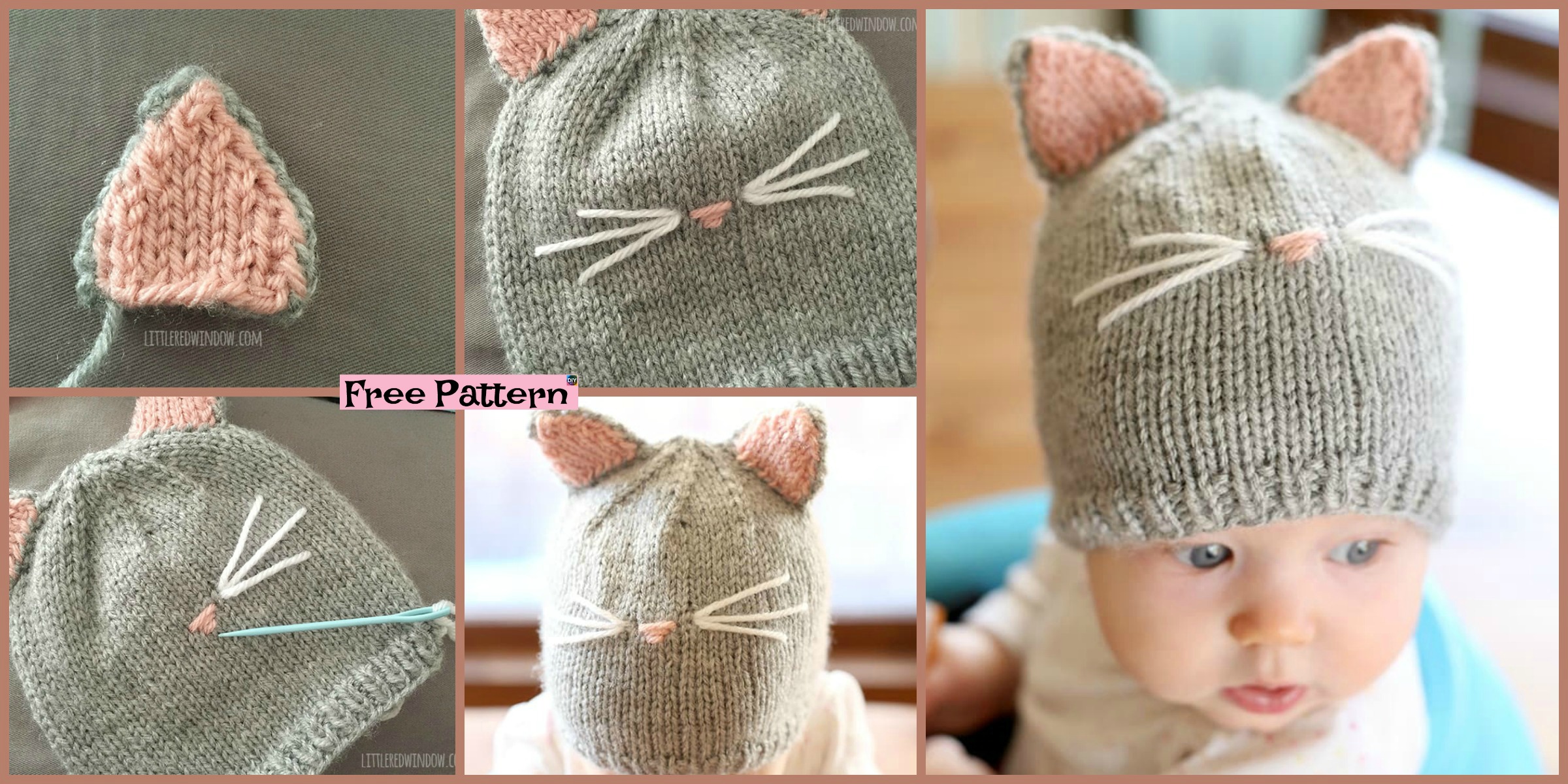 diy4ever- Knitting Kitty Cat Hat - Free Pattern