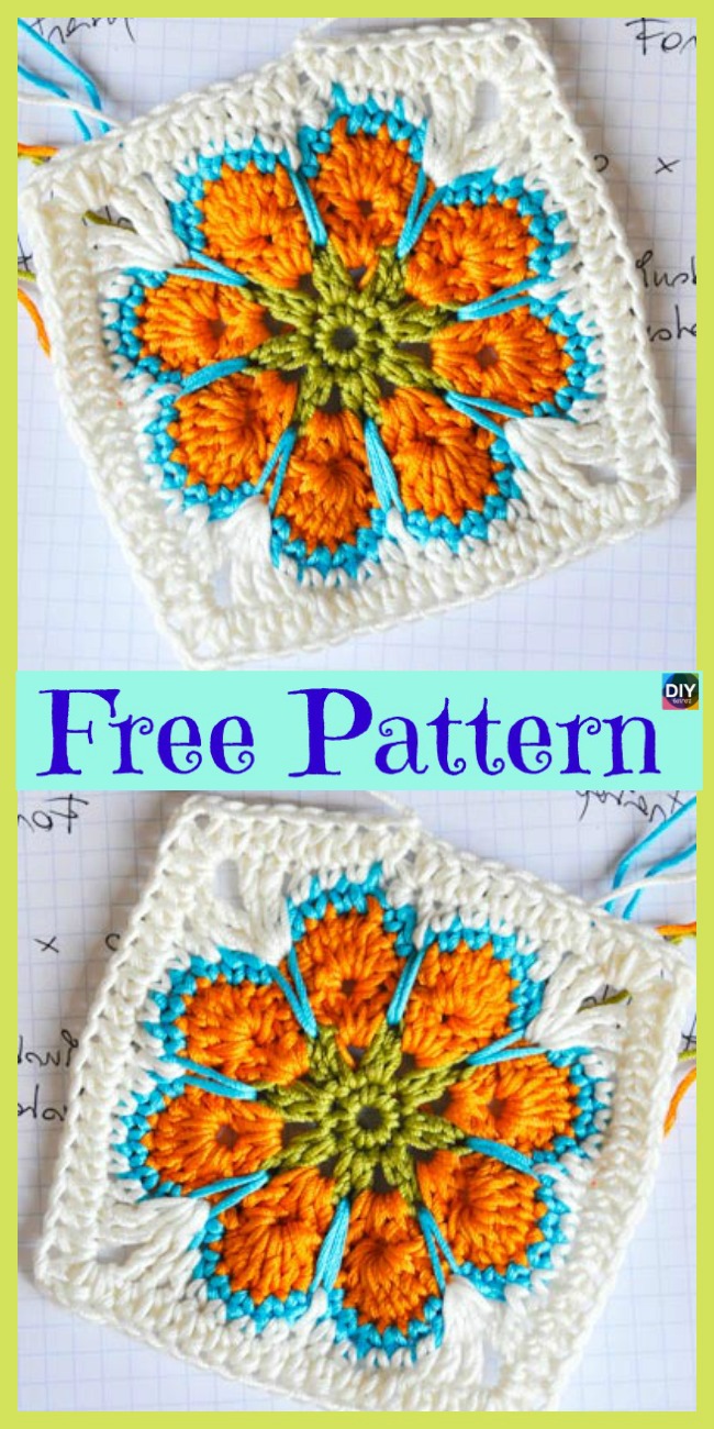 diy4ever-10 Beautiful Crochet Granny Squares - Free Patterns 