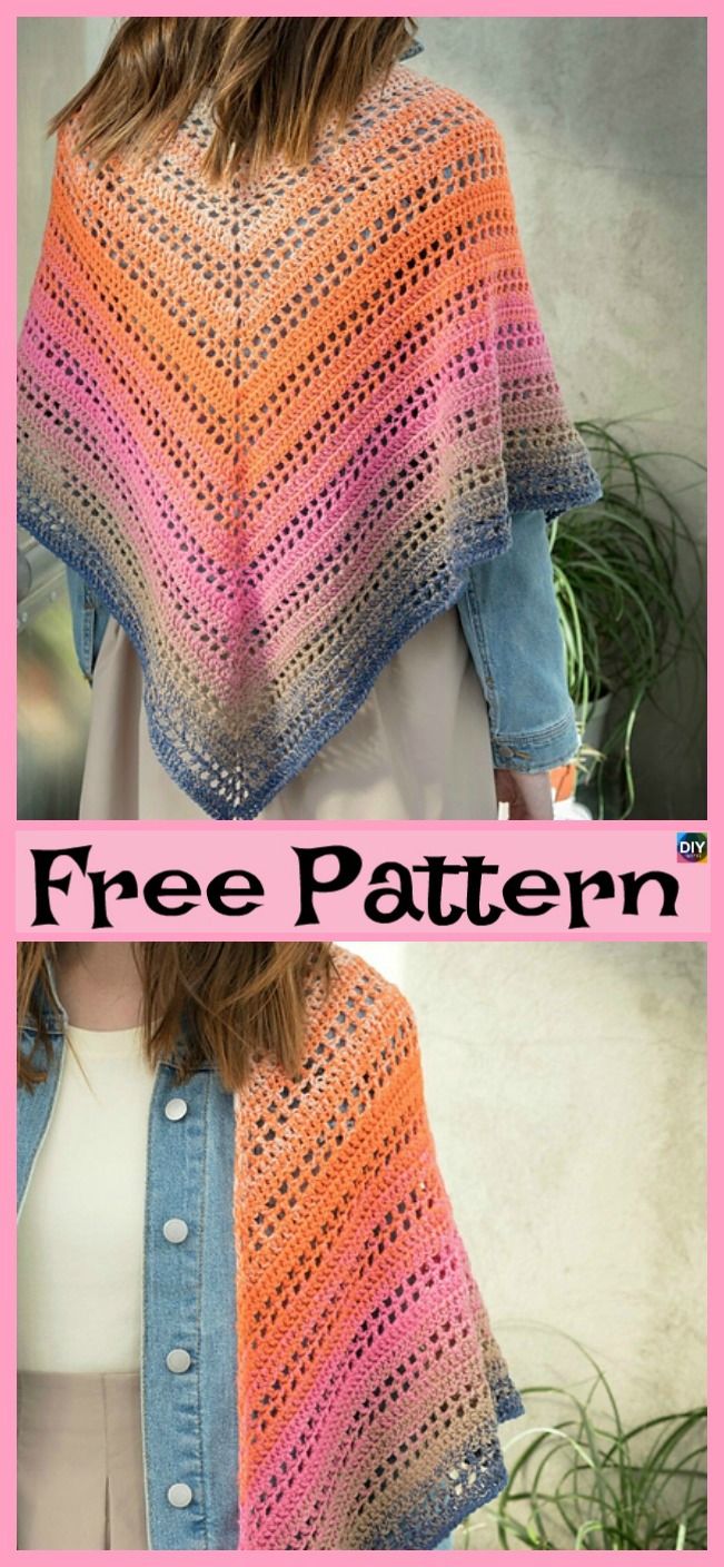 diy4ever-10+ Pretty Crocheted Shawls - Free Patterns
