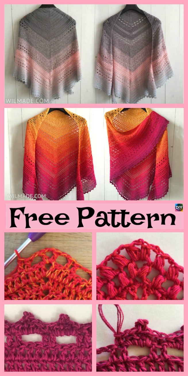 diy4ever-10+ Pretty Crocheted Shawls - Free Patterns