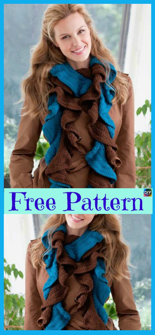 diy4ever-6 Crochet Ruffled Scarf Free Patterns