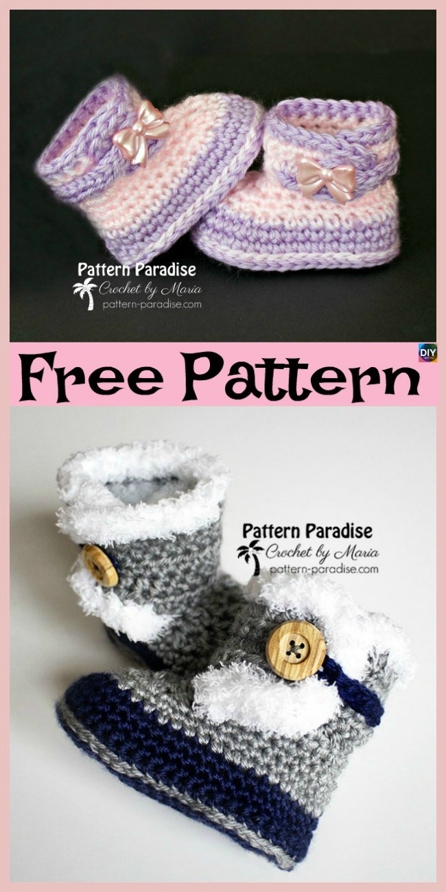 diy4ever-8 Crochet Winter Baby Booties - Free Patterns