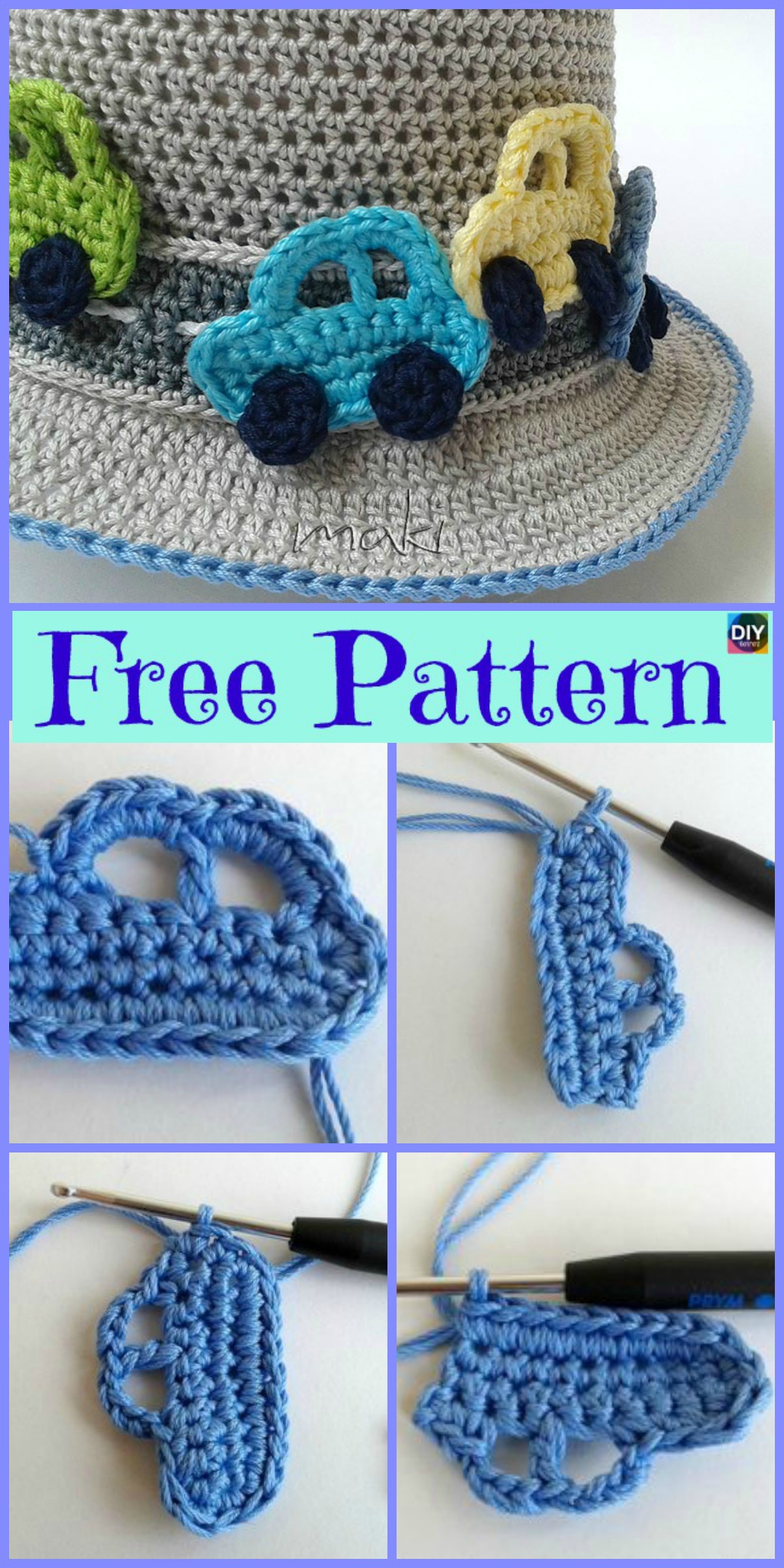 diy4ever-Crochet Car Applique - Free Pattern