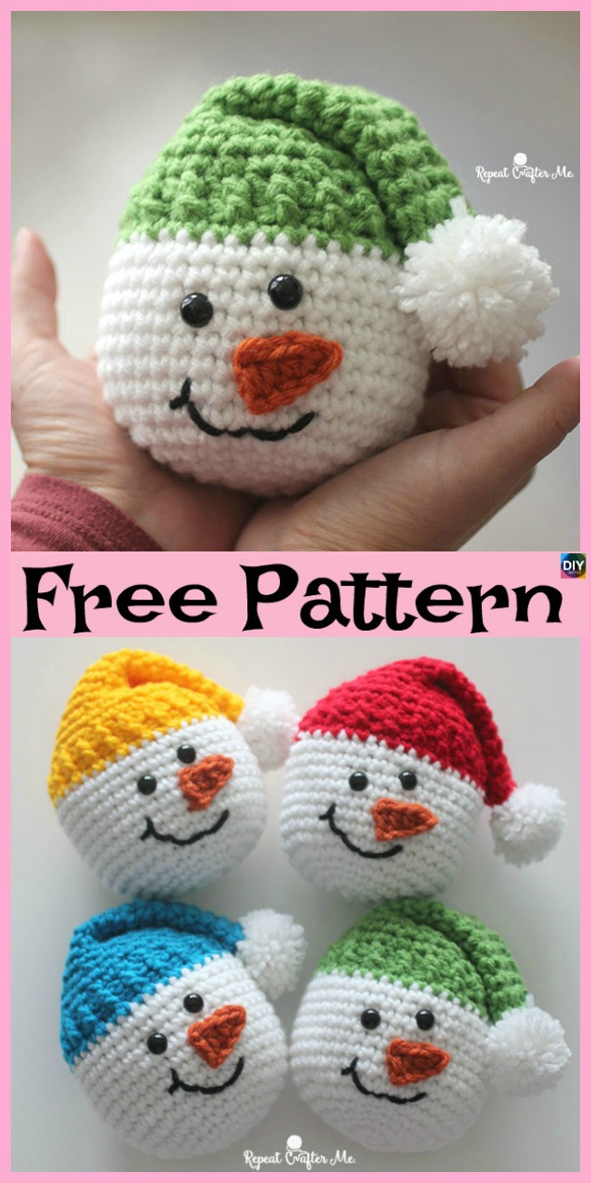 diy4ever-Crochet Cute Snowman - Free Pattern