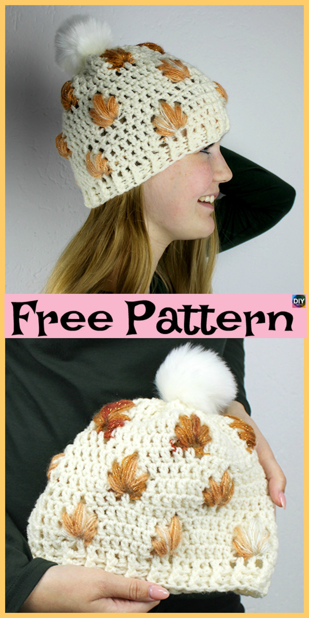 diy4ever-Crochet Leafly Autumn Hat - Free Pattern 
