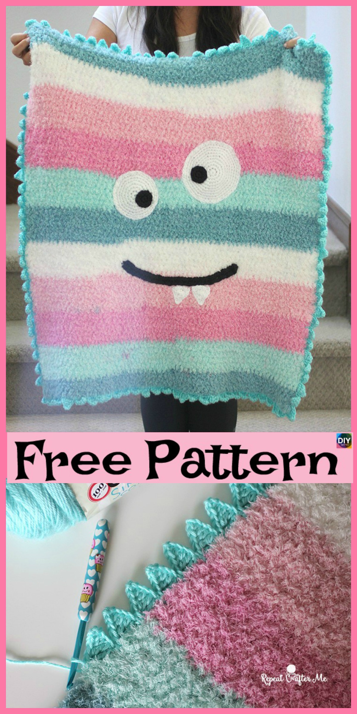 diy4ever-Crochet Monster Blanket - Free Pattern