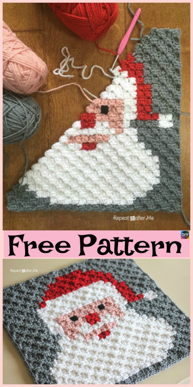 diy4ever-Crochet Santa Pixel Square - Free Pattern