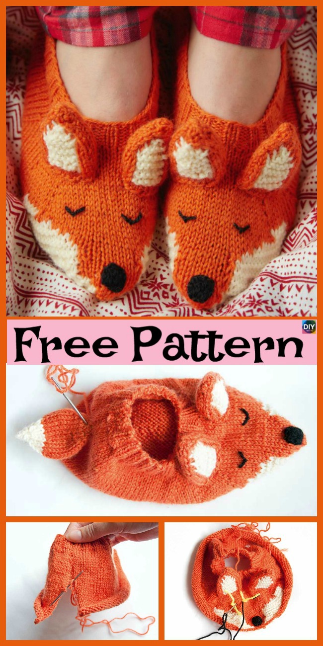 diy4ever- Knit Fox Tunic & Slippers - Free Patterns