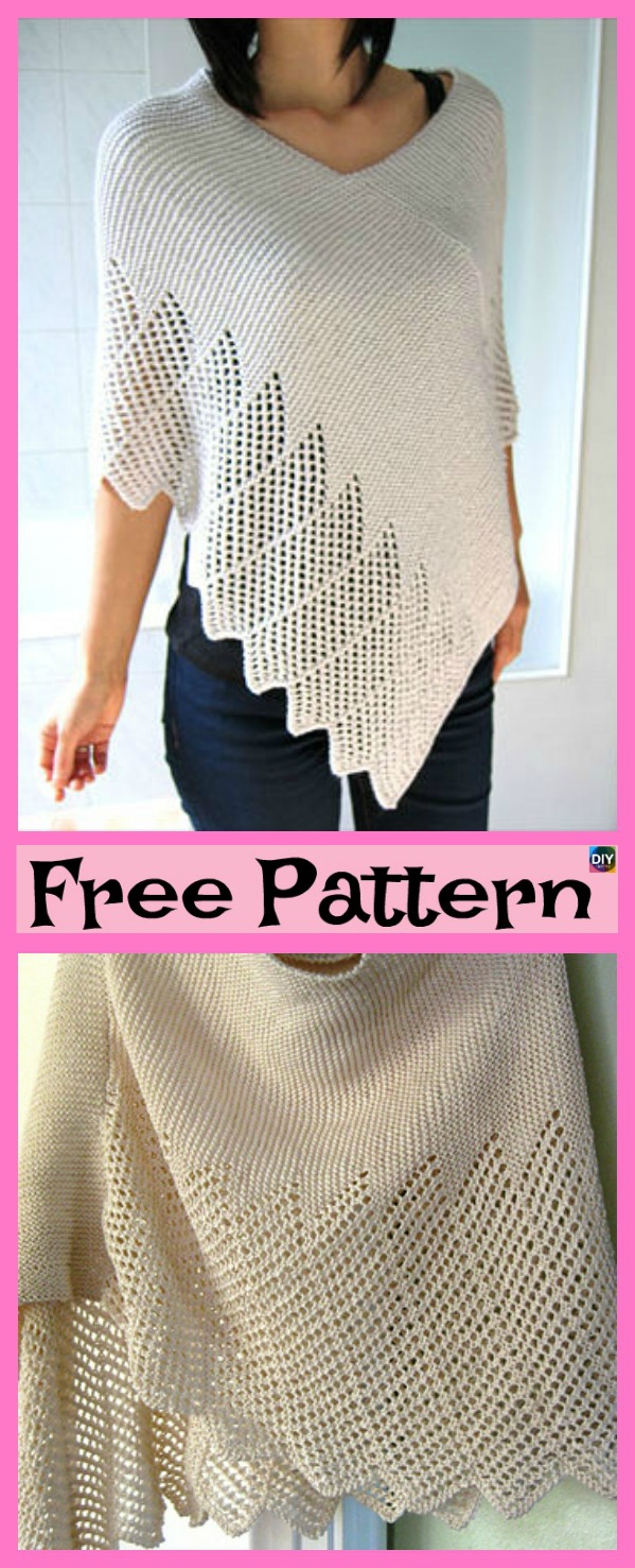 Pretty Knitting Lace Poncho- Free Patterns - DIY 4 EVER