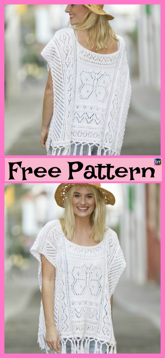 diy4ever-Knitting Lace Poncho- Free Patterns 