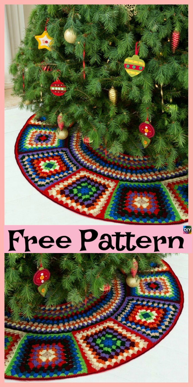diy4ever-10 Crochet Christmas Tree Skirts - Free Patterns