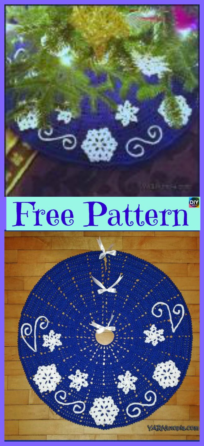diy4ever-10 Crocheted Christmas Tree Skirt Free Patterns 
