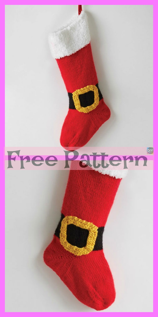diy4ever-6 Knit Christmas Stocking - Free Patterns