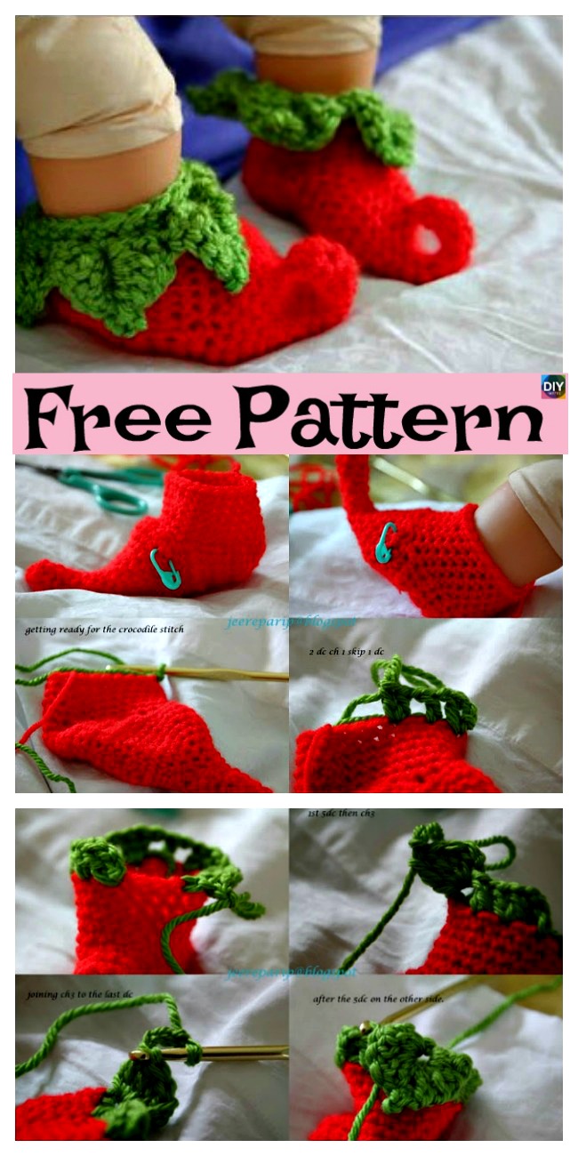 diy4ever-Crochet Christmas Slipper Socks - Free Pattern 