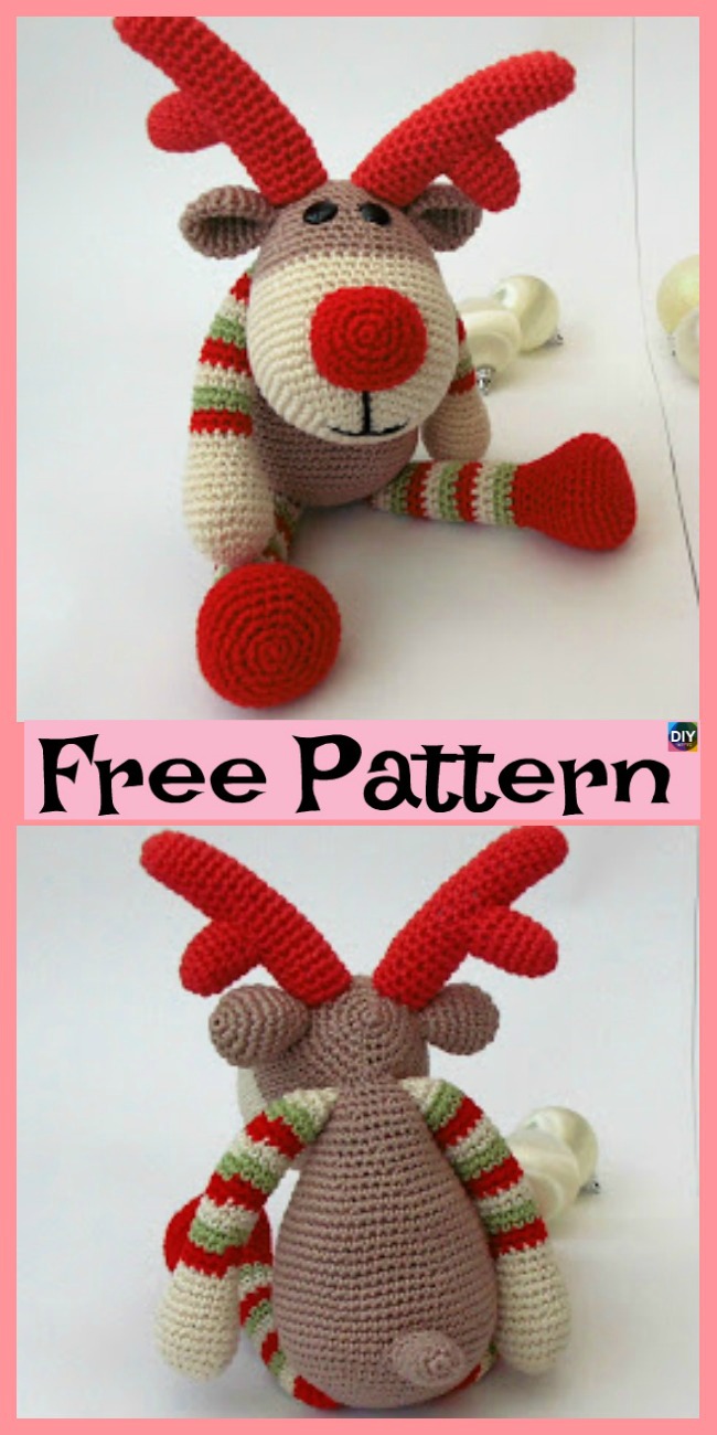 diy4ever-Cute Crochet Holiday Deer - Free Patterns