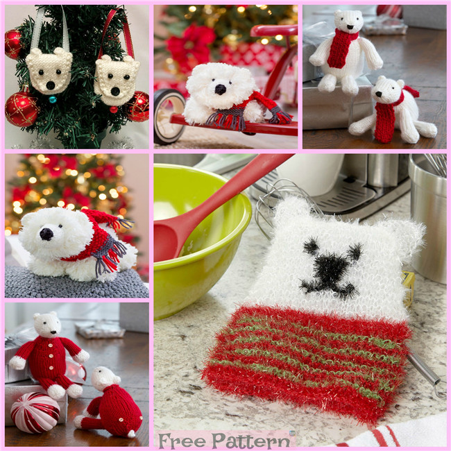 diy4ever-Knit Holiday Polar Bears - Free Patterns 
