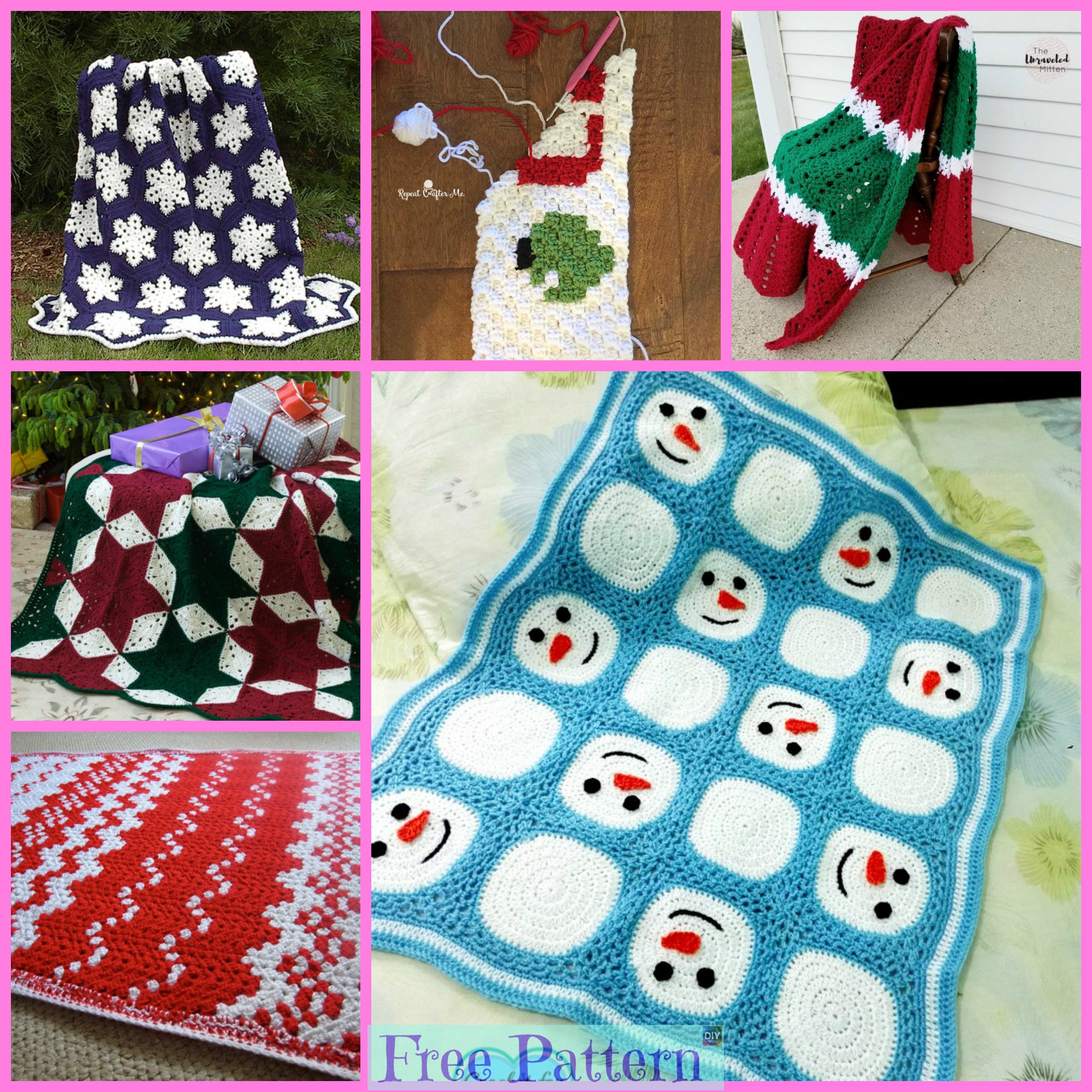 diy4ever-8 Crochet Christmas Blankets - Free Patterns 