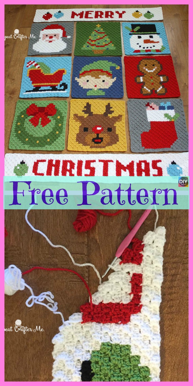 diy4ever-8 Crochet Christmas Blankets - Free Patterns 