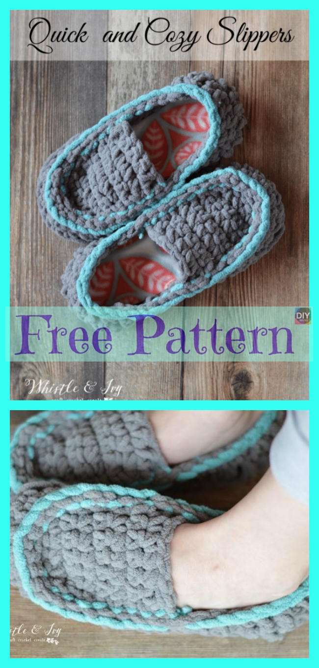 diy4ever-Cozy Crocheted Slippers - Free Pattern 