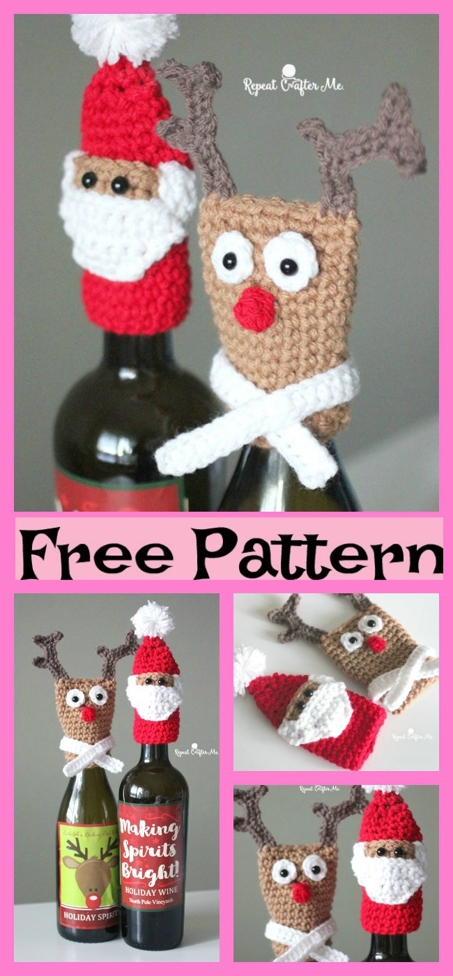 diy4ever-Crochet Bottle Toppers - Free Patterns