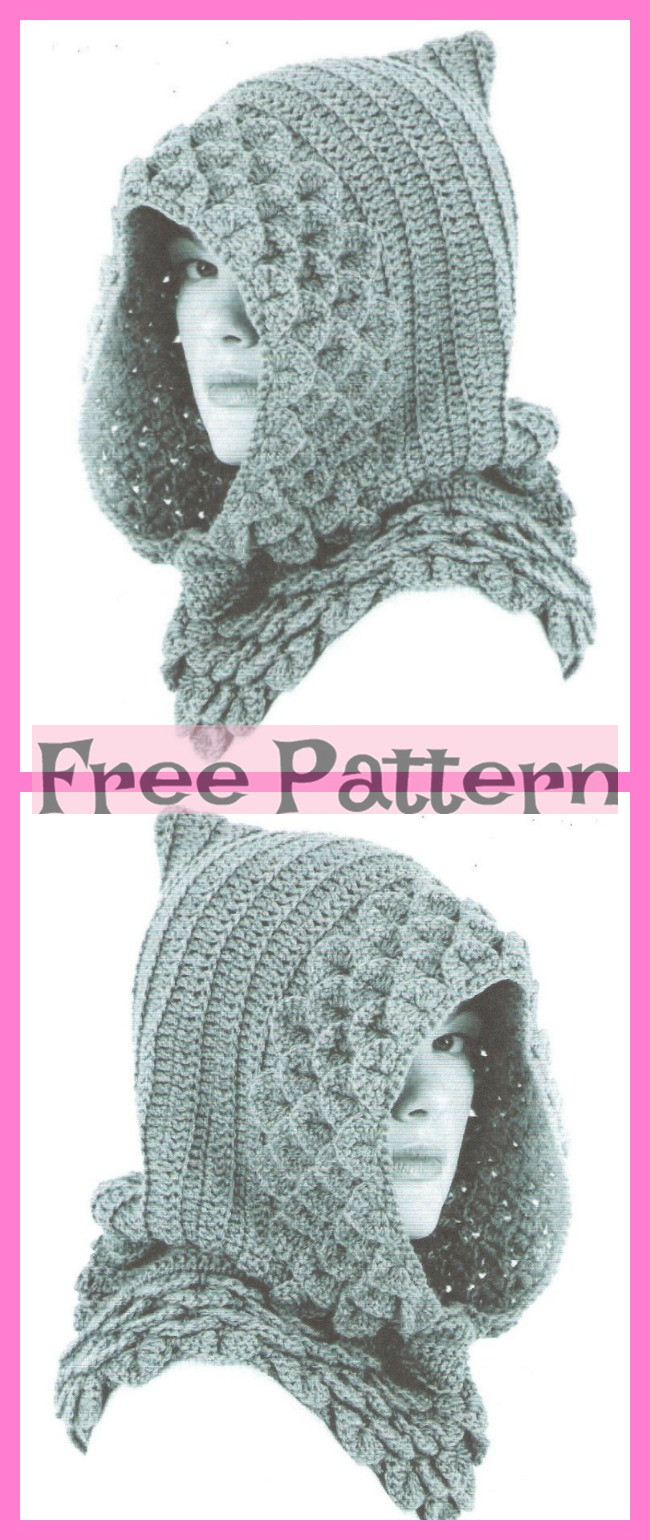 diy4ever-Crochet Crocodile Cowls - Free Patterns 