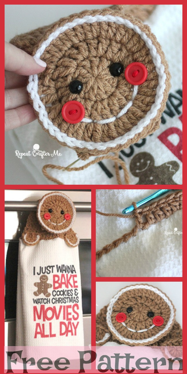diy4ever-Crochet Gingerbread Towel Topper - Free Pattern 