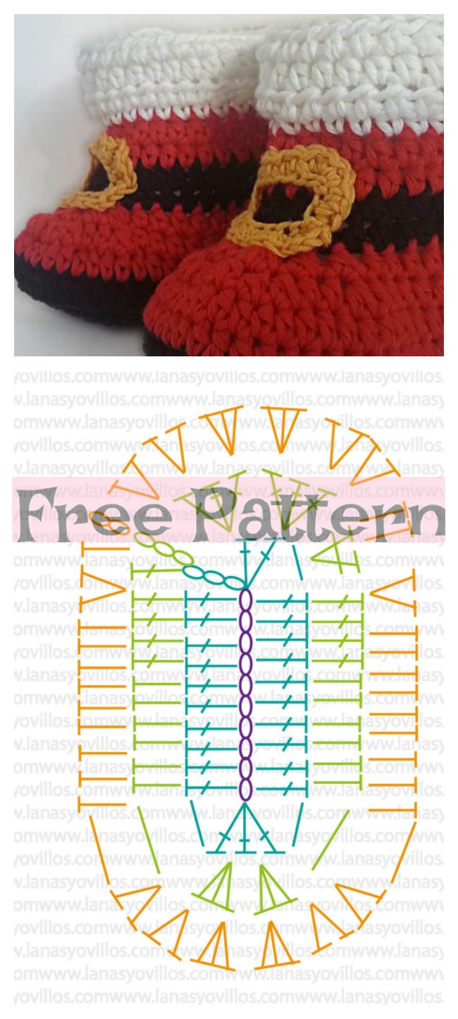 diy4ever-Crochet Santa Baby Booties - Free Pattern 